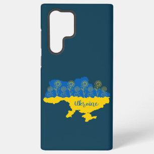 Funda Para Samsung Galaxy S22 Ultra Mapa de Ucrania con girasol y bandera ucraniana