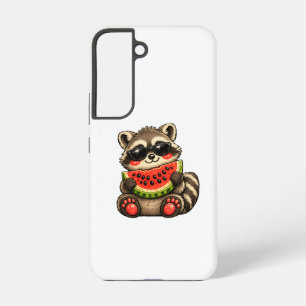 Funda Para Samsung Galaxy S22 Mapache Adorable con Sandía