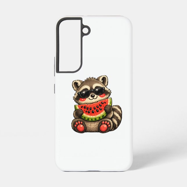 Funda Para Samsung Galaxy Mapache Adorable con Sandía (Reverso )
