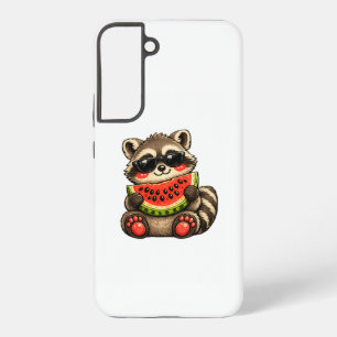 Funda Para Samsung Galaxy S22+ Mapache lindo con sandía