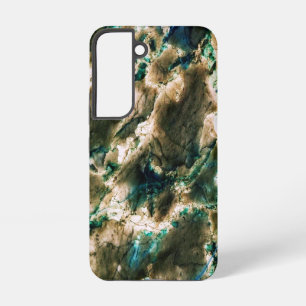 Funda Para Samsung Galaxy S22 Marble elegante colorido Tan Brown y Aqua