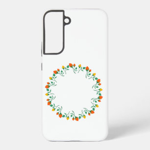 Funda Para Samsung Galaxy S22+ Marco redondo floral con flor de rosa amarilla y r