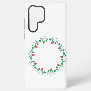 Funda Para Samsung Galaxy S22 Ultra Marco redondo floral con flores rosadas
