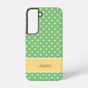 Funda Para Samsung Galaxy S22 Margaritas en un patrón de diamante sobre verde