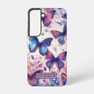Funda Para Samsung Galaxy S22 Mariposa acuarela rosa personalizada