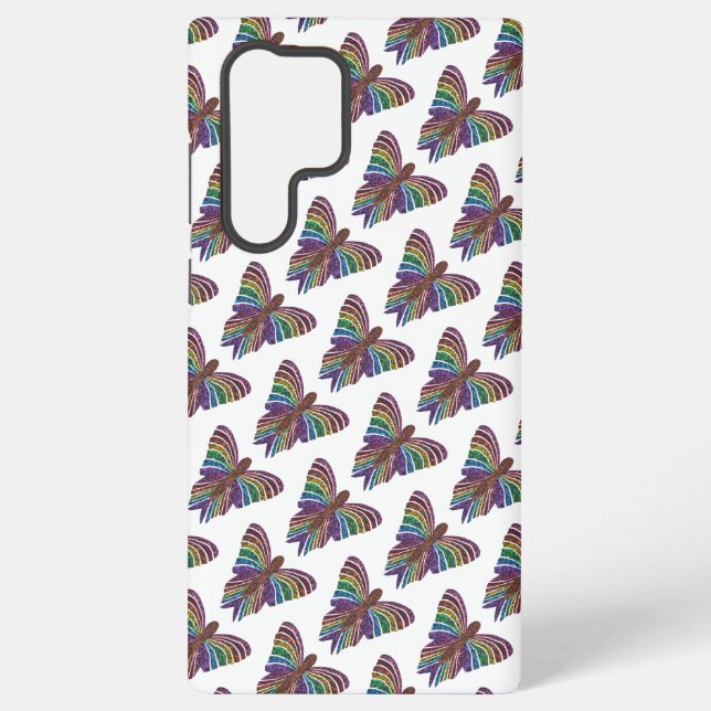 Funda Para Samsung Galaxy Mariposa Arcoíris (blanco) - Funda Samsung (Reverso )