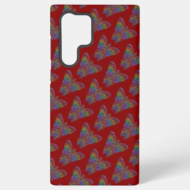 Funda Para Samsung Galaxy Mariposa Arcoíris (rojo) - Funda Samsung (Reverso )