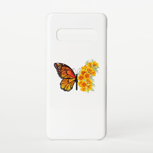 Funda Para Samsung Galaxy Mariposa de flores con amapola amarilla de Califor (Reverso)