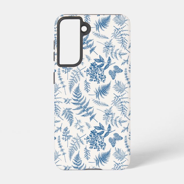 Funda Para Samsung Galaxy Mariposa de los Jardínes Azules y patrón de jardín (Reverso )