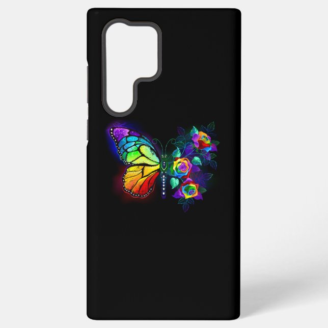 Funda Para Samsung Galaxy Mariposa florida arcoiris (Reverso )