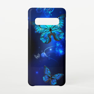 Funda Para Samsung Galaxy S10 Mariposa morfo en el fondo oscuro