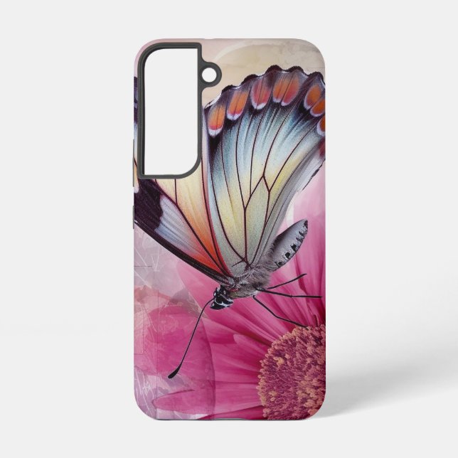 Funda Para Samsung Galaxy Mariposa soñada en lienzo floral (Reverso )