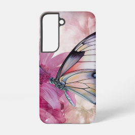 Funda Para Samsung Galaxy S22 Mariposa soñadora con flores rosas