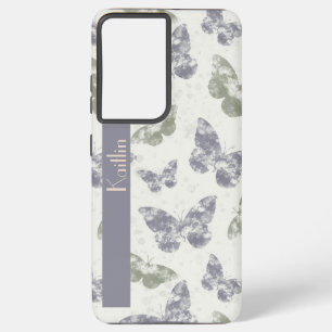 Funda Para Samsung Galaxy S21+ Mariposas acuarelas en malva y sabio