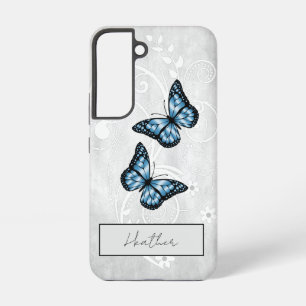 Funda Para Samsung Galaxy S22 Mariposas azules brillantes