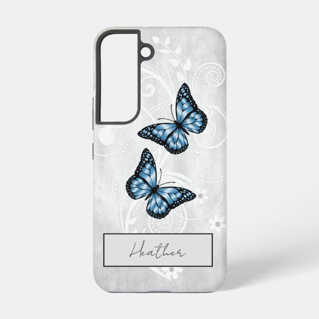 Funda Para Samsung Galaxy Mariposas azules brillantes (Reverso )