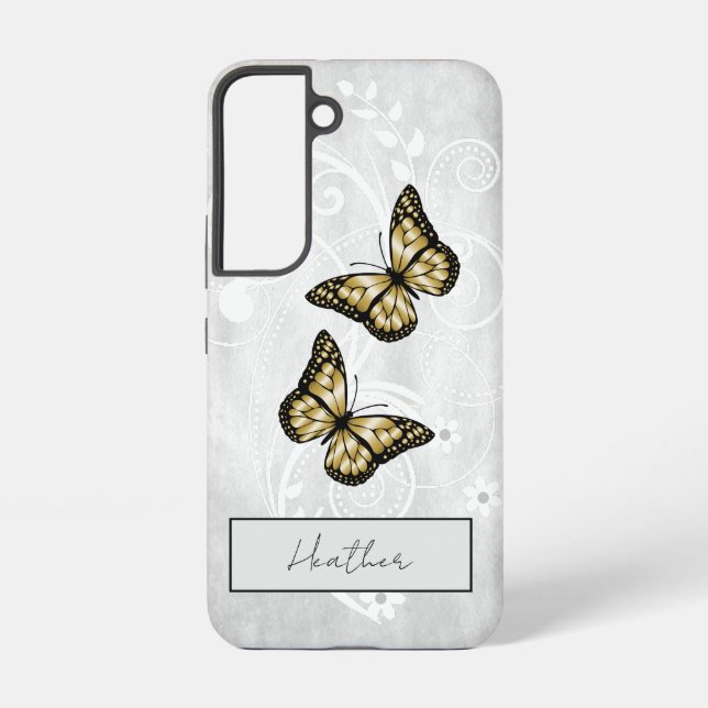 Funda Para Samsung Galaxy Mariposas de oro brillantes (Reverso )