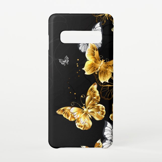 Funda Para Samsung Galaxy Mariposas doradas y blancas (Reverso)