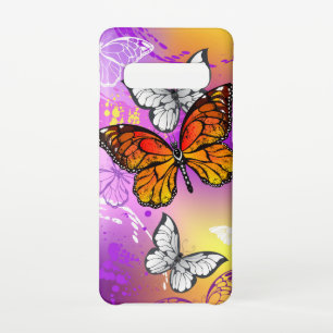 Funda Para Samsung Galaxy S10 Mariposas monarcas en fondo morado