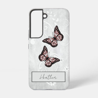 Funda Para Samsung Galaxy S22 Mariposas rosadas brillantes