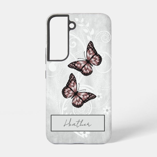 Funda Para Samsung Galaxy Mariposas rosadas brillantes (Reverso )