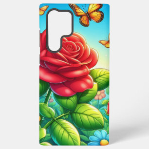 Funda Para Samsung Galaxy S22 Ultra Mariposas y Rosas encantadas