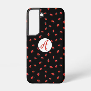 Funda Para Samsung Galaxy S22 Mariquitas Sobre Patrón Negro Con Iniciales