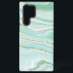 Funda Para Samsung Galaxy S22 Ultra Mármol abstracto de líquido pastel<br><div class="desc">Fondo de textura de mármol líquido pastel verde abstracto con acentos dorados.</div>