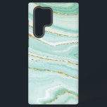 Funda Para Samsung Galaxy S22 Ultra Mármol abstracto de líquido pastel<br><div class="desc">Fondo de textura de mármol líquido pastel verde abstracto con acentos dorados.</div>