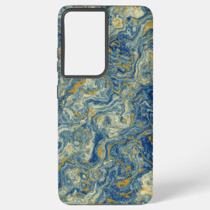 Funda Para Samsung Galaxy S21 Ultra Mármol azul y dorado