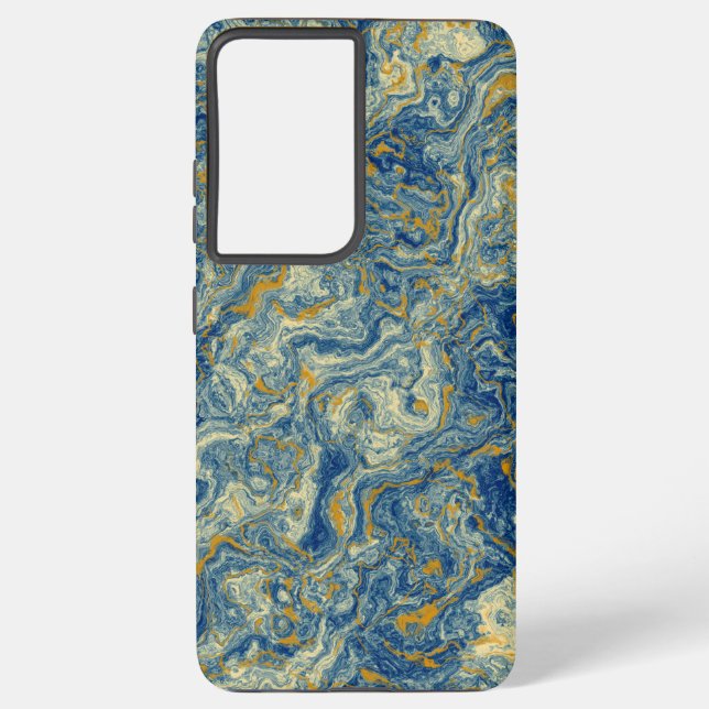 Funda Para Samsung Galaxy Mármol azul y dorado (Reverso )