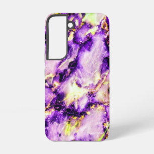 Funda Para Samsung Galaxy S22 Mármol Elegante Colorido Púrpura Rosa y Dorado