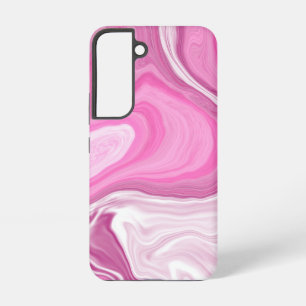 Funda Para Samsung Galaxy S22 Mármol Falso Rosa y Blanco