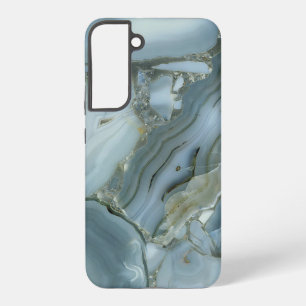 Funda Para Samsung Galaxy S22+ Mármol Gris Azul con Vena Dorada