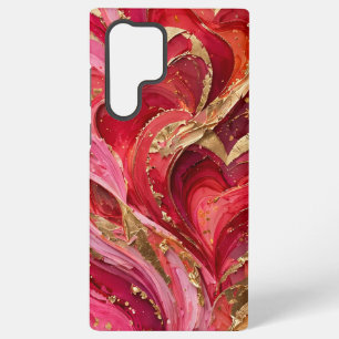 Funda Para Samsung Galaxy S22 Ultra Mármol rojo y rosa dorado Samsung Galaxy S22 Ultra