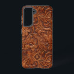 Funda Para Samsung Galaxy S21 Marrón 3-D patrón floral de cuero con herramientas<br><div class="desc">Guay instrumentó cuero floral 3-D en dos patrones,  sin fisuras. Monograma de personalizable.</div>