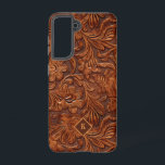 Funda Para Samsung Galaxy S21 Marrón 3-D patrón floral de cuero con herramientas<br><div class="desc">Guay instrumentó cuero floral 3-D en dos patrones,  sin fisuras. Monograma de personalizable.</div>
