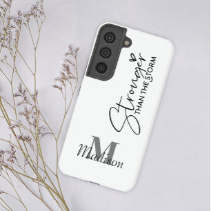 Funda Para Samsung Galaxy S22 Más fuerte que la tormenta Monograma Agregar nombr