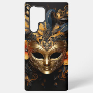 Funda Para Samsung Galaxy S22 Ultra Máscara de Mascarada de Oro Elegante con Plumas