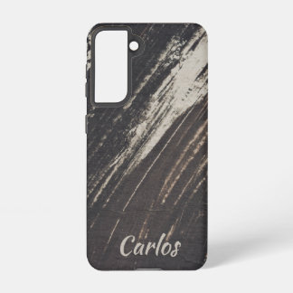 Funda Para Samsung Galaxy S21 Masculine and Modern Black and Beige Paint Strokes