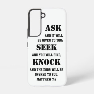Funda Para Samsung Galaxy S22 Mateo 7:7 Biblia contra negrita Preguntar Knock