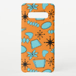 Funda Para Samsung Galaxy S10  MCM Formas atómicas Turquesa en Naranja<br><div class="desc">Formas e iconos modernos dibujados a mano a mediados de siglo digitalizados para diseñar patrones sin fisuras</div>