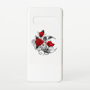 Funda Para Samsung Galaxy S10 Media luna mecánica con rosas rojas