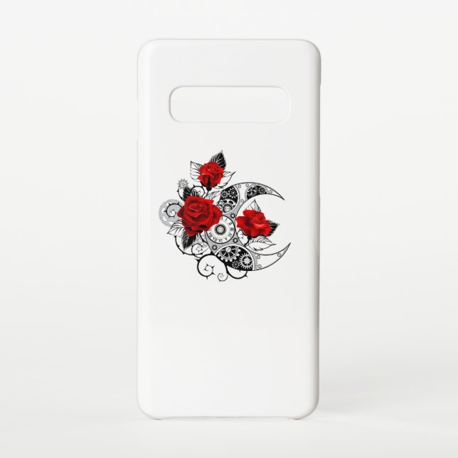 Funda Para Samsung Galaxy Media luna mecánica con rosas rojas (Reverso)