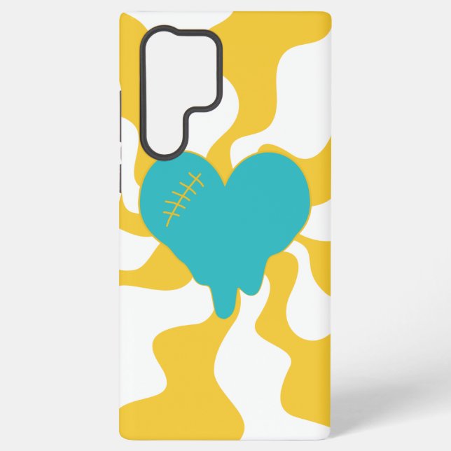 Funda Para Samsung Galaxy Melt cardíaco - turquesa y amarillo (Reverso )