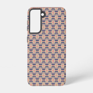 Funda Para Samsung Galaxy S21 Mexican inspired pattern in blue, rose and beige