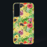 Funda Para Samsung Galaxy S22  Mezcla tropical, flores y hojas en amarillo<br><div class="desc">Patrón de medios de mezcla pintados a mano con diversas frutas tropicales,  flores y hojas</div>