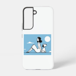 Funda Para Samsung Galaxy S22 Minimalist Woman and Dog Illustration