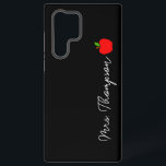 Funda Para Samsung Galaxy S22 Ultra Mínimo Negro Nombre Personalizado Profesor Regalo<br><div class="desc">¡Este es un estuche de teléfono galaxy de regalo para maestros con nombre personalizado y color negro y Apple rojo!</div>