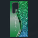 Funda Para Samsung Galaxy S22 Ultra Mira el brillo Verde Azul Nombre Personalizado<br><div class="desc">El diseño es una foto y las fundas no están hechas con purpurina, lentejuelas, metales o maderas reales. Este diseño también está disponible en otros modelos de teléfonos. Elija Tipo de dispositivo para ver otras fundas para iPhone, Samsung Galaxy o Google. Algunos estilos se pueden cambiar seleccionando Estilo si esa...</div>